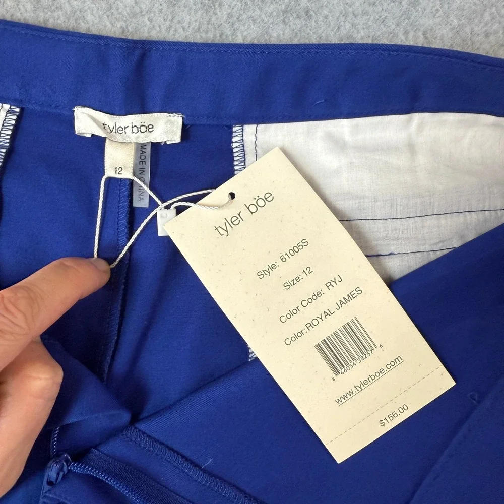 Tyler Boe‎ Royal Blue Ankle Pants Gold Button Career Casual Size 12 NWT